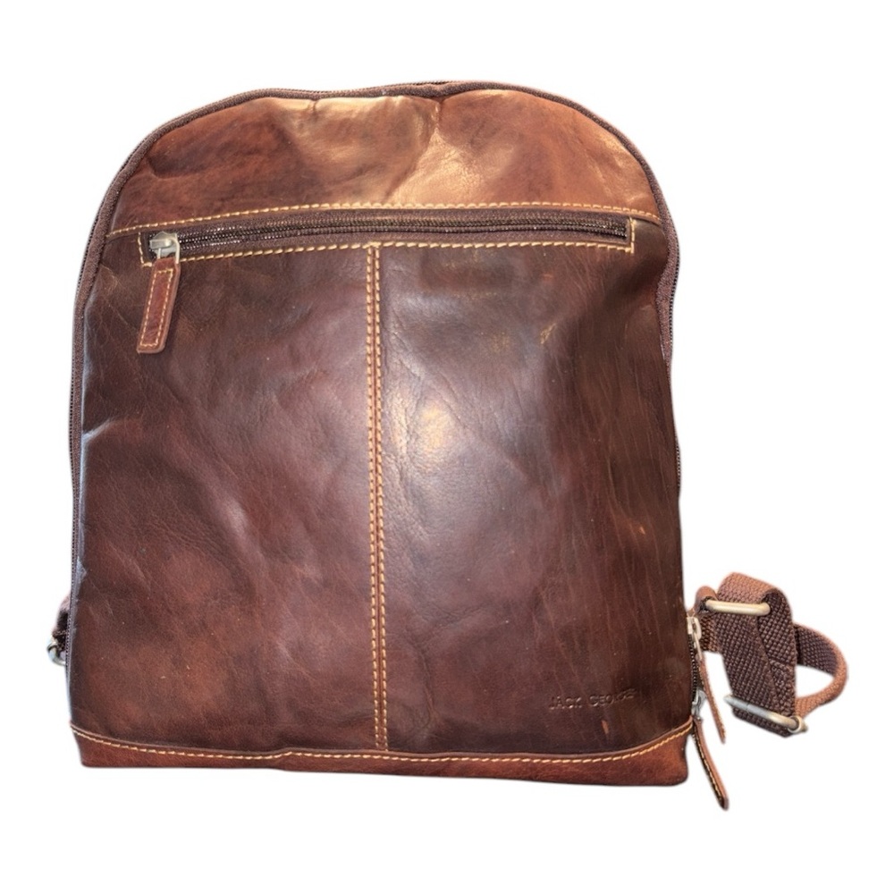 Jack Georges Voyager Brown Leather Convertible Backpack Crossbody Bag P14